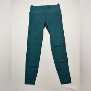 sku#130 Lululemon High-Rise Leggings Green Teal Mesh Panels Size M